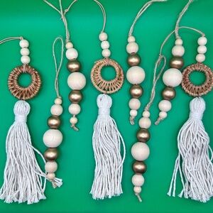 Scandi/Boho Beaded and Tasseled Ornaments Set of 13